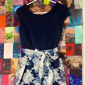 Bouffant Knee High Blue Dress